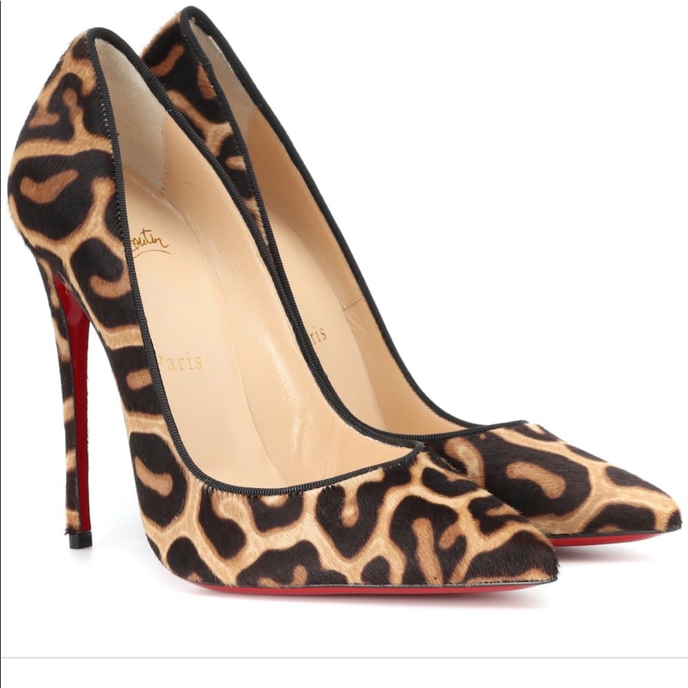 NWT WORN CHRISTIAN LOUBOUTIN LEOPARD SO KATE 100
